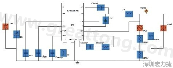 參考圖1的電流通路：把FET在導(dǎo)通狀態(tài)下流經(jīng)的通路標(biāo)記為紅色；把FET在關(guān)斷狀態(tài)下的迴路標(biāo)記為綠色。