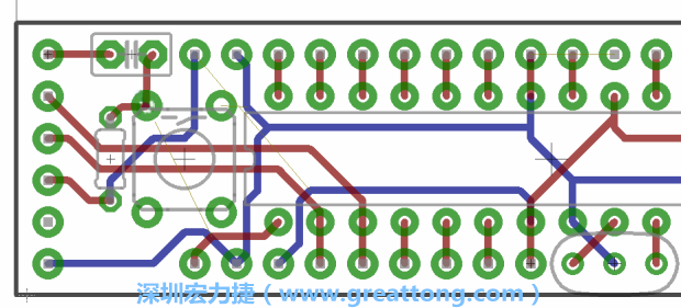 4.2. 然后在電路板的背面進(jìn)行布線。