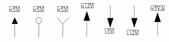 電源符號(hào)有下列幾種，可使用鍵盤(pán) [Ctrl + Tab] 鍵切換：