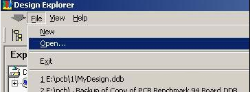 打開Protel 99 SE，點擊File菜單選擇“Open”打開需轉(zhuǎn)換的文件